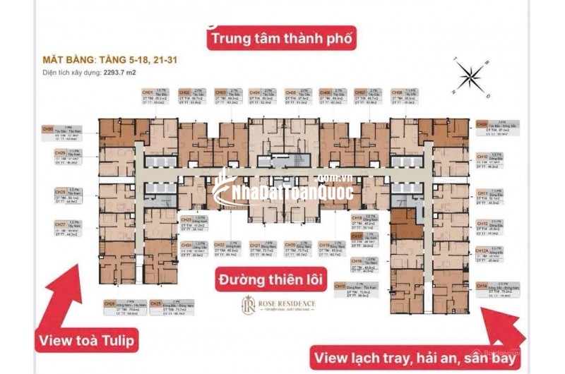 Bán căn hộ 2PN toà Rose Residence - dự án Hoàng Huy Commerce giá chỉ từ 2.540 triệu
